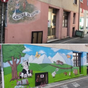 Déco mur laiterie avant/après