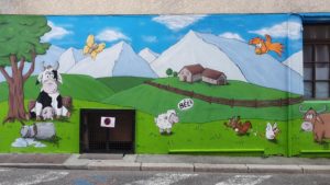 Fresque murale laiterie